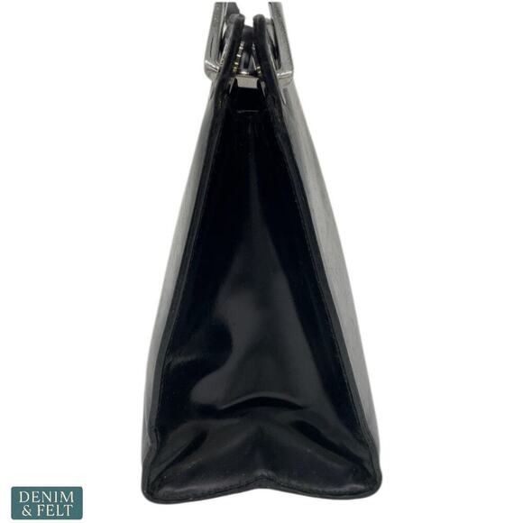 Gucci Vintage Black Patent Leather Shoulder Bag Logo Plaque Authentic Italy - Picture 5 of 16